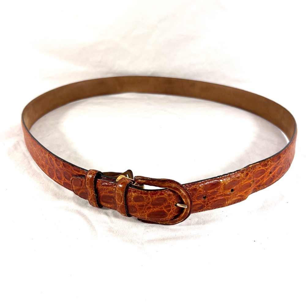 REDWALL Brown Genuine Crocodile Men's Belt Made in Italy Marked as M